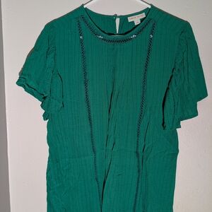 Knox Rose Emerald Green Short Sleeve Lace Detail Blouse